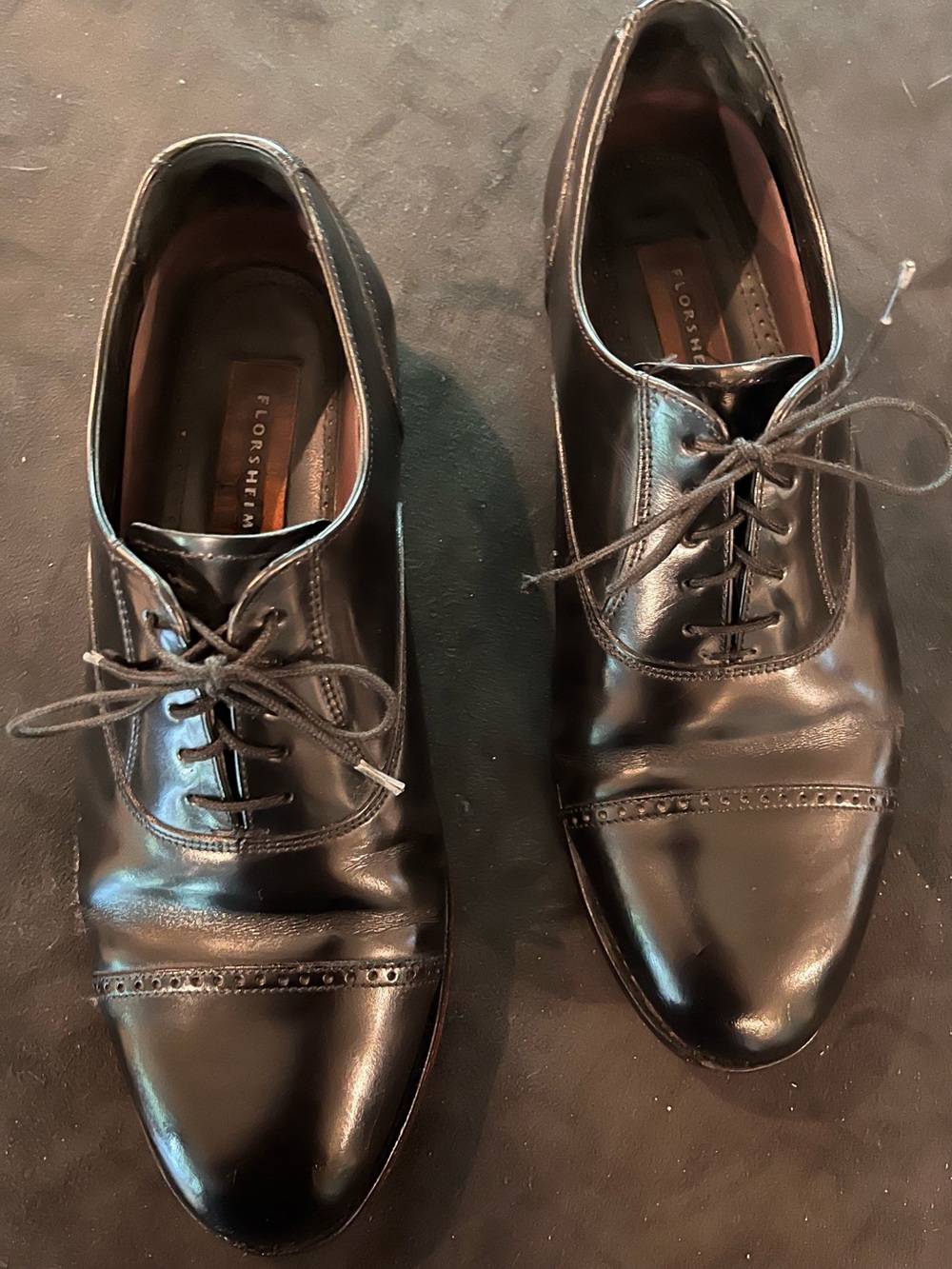 Florsheim Black Cap-Toe Lace-Up Derby Dress Shoes